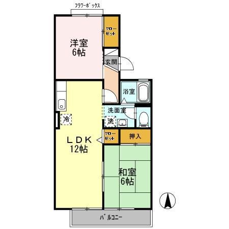 セジュールU(2LDK/2階)の間取り写真