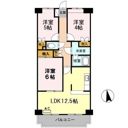 AMOURナメリ(3LDK/3階)の間取り写真