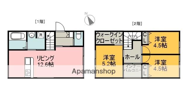 東海道本線 三島駅 徒歩30分 2階建 新築(3LDK)の間取り写真
