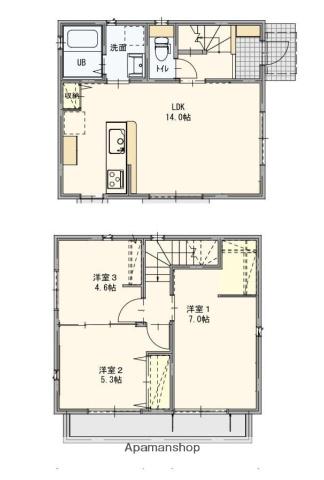 静岡県駿東郡清水町 2階建 新築(3LDK)の間取り写真