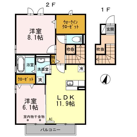パラーシオ(2LDK/2階)の間取り写真