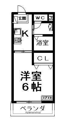 ランドマーク3(1K/3階)の間取り写真