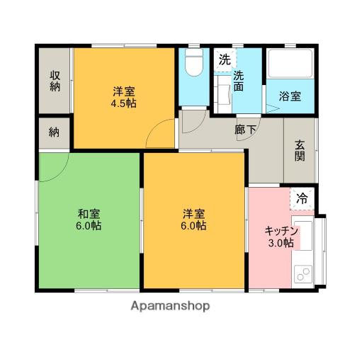 伊豆箱根鉄道駿豆線 三島二日町駅 徒歩30分 1階建 築28年(3DK)の間取り写真