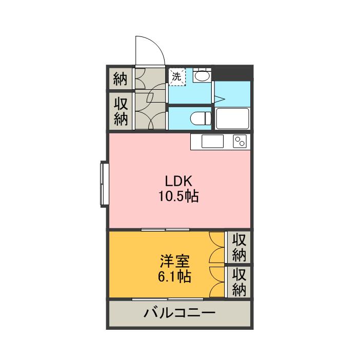 リーヴァ黄瀬川(1LDK/2階)の間取り写真