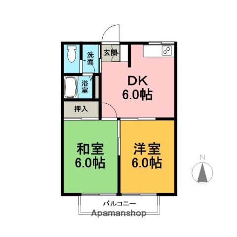 第3エステート石井(2DK/2階)の間取り写真