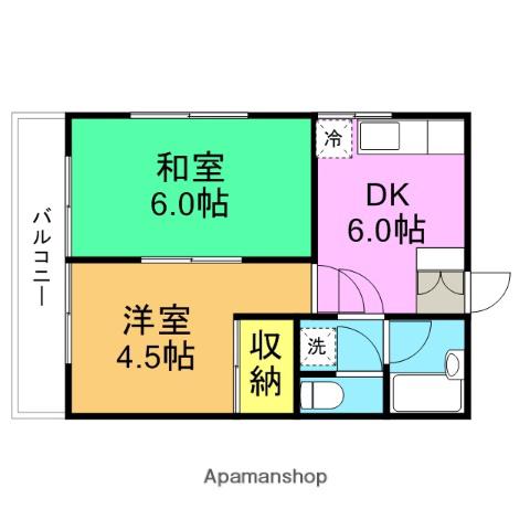 サンサーラ上沢(2DK/1階)の間取り写真