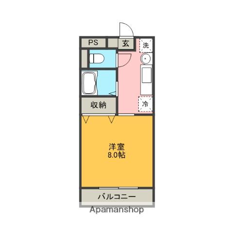 ロイヤルプレイス88(1K/1階)の間取り写真