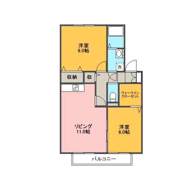 パストラルK-1(2LDK/2階)の間取り写真