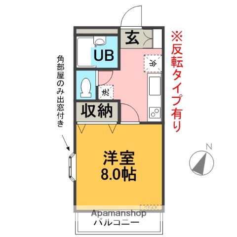 SUNRISE FUJIE(1K/2階)の間取り写真