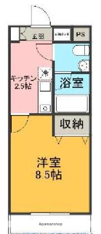 長谷川マンション幸原(1K/3階)の間取り写真