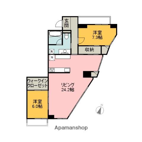 一番町ハイツ(2LDK/14階)の間取り写真