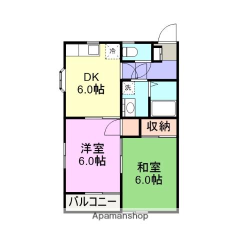 コーポラス杉山Ⅴ(2DK/2階)の間取り写真