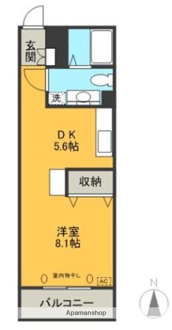 KSディヨール(1DK/4階)の間取り写真