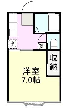 パームコートA(1K/1階)の間取り写真