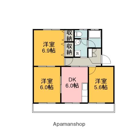 コトー萩(3DK/1階)の間取り写真