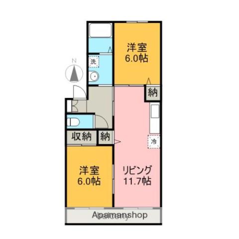 サザンディアナ(2LDK/1階)の間取り写真