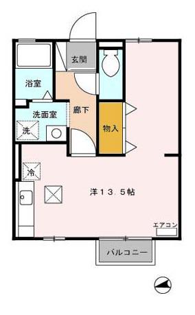 サンライズB(ワンルーム/1階)の間取り写真