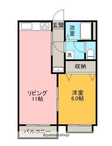 タウニィ社(1LDK/2階)の間取り写真