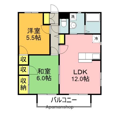 ルミエールエトウ(2LDK/1階)の間取り写真
