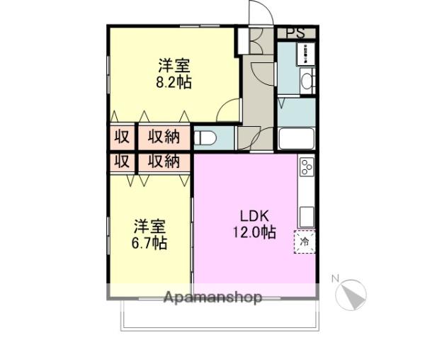 千寿パレス(2LDK/2階)の間取り写真