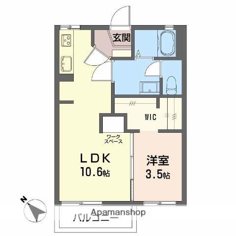 フレグランス上大沢(1LDK/1階)の間取り写真