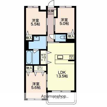 レアールフォンテーヌ(3LDK/3階)の間取り写真