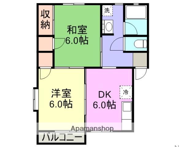エトワール窪田(2DK/2階)の間取り写真