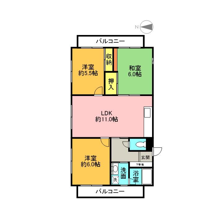 パミール香貫(3DK/4階)の間取り写真