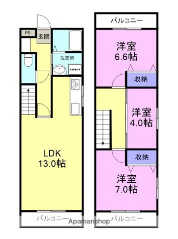 ひまわりはうす2(2SLDK/2階)の間取り写真