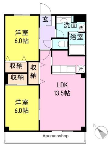 グレースフルコーポ(2LDK/2階)の間取り写真