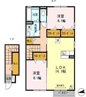 パトリー デ レーヴ(2LDK/2階)の間取り写真