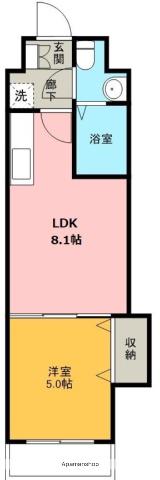フィオーレ宇津木(1DK/4階)の間取り写真