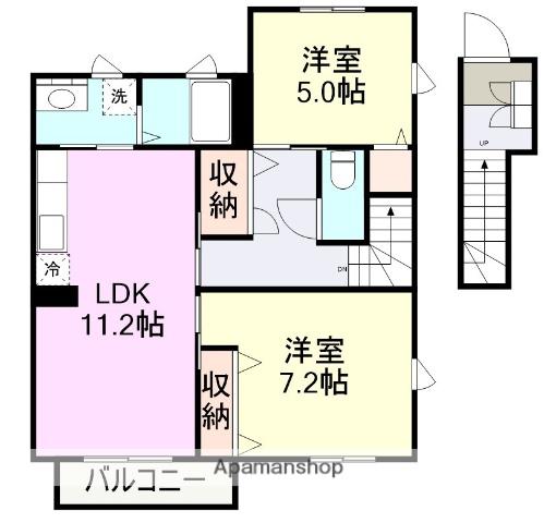 イーストヒル(2LDK/2階)の間取り写真