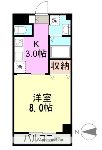 東海道本線 三島駅 徒歩8分 6階建 築20年(1K/2階)の間取り写真