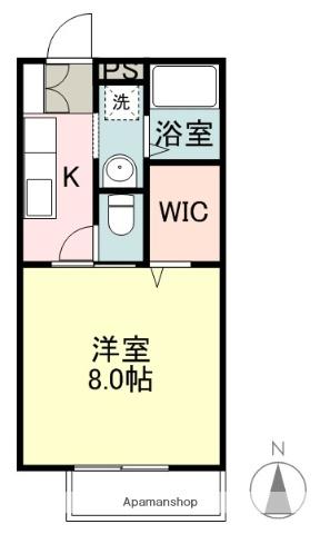 ロイヤルコートA・B(1K/1階)の間取り写真