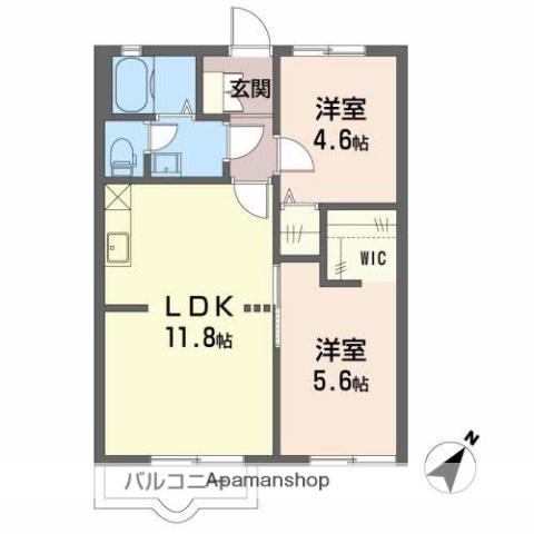フレグランスサンライズ(2LDK/2階)の間取り写真
