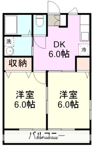 メゾンTAKAMURA B(2DK/2階)の間取り写真