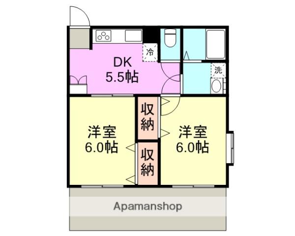 エルフローラ(2DK/1階)の間取り写真