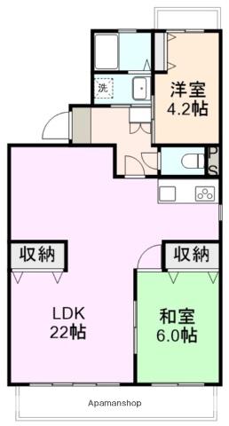 ハイツ御殿場(2LDK/3階)の間取り写真