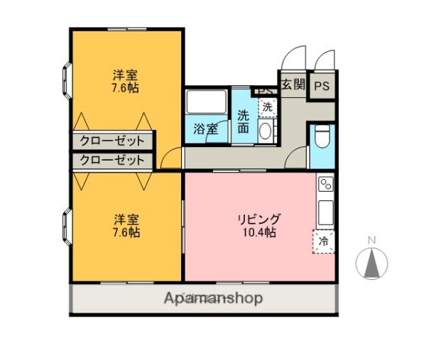 RUNA ROSSA 沼津(2LDK/2階)の間取り写真