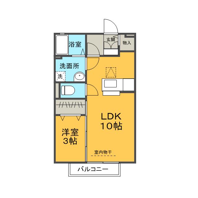 コンフォート ヴィラ(1LDK/1階)の間取り写真