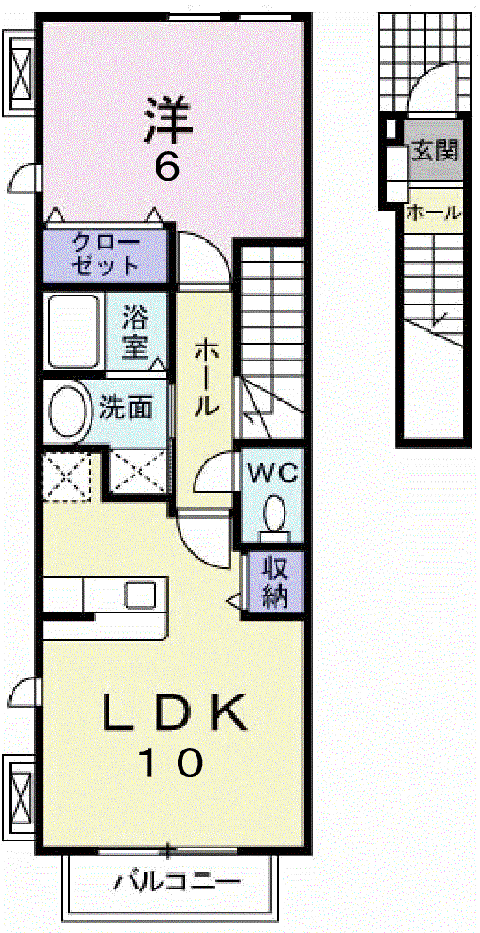 スペースKⅡ(1LDK/2階)の間取り写真