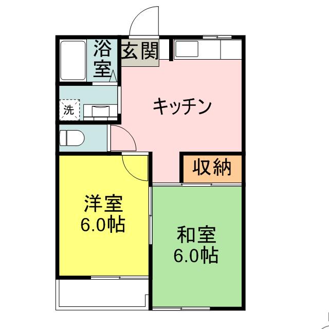 メゾンベルウッドF(2DK/2階)の間取り写真