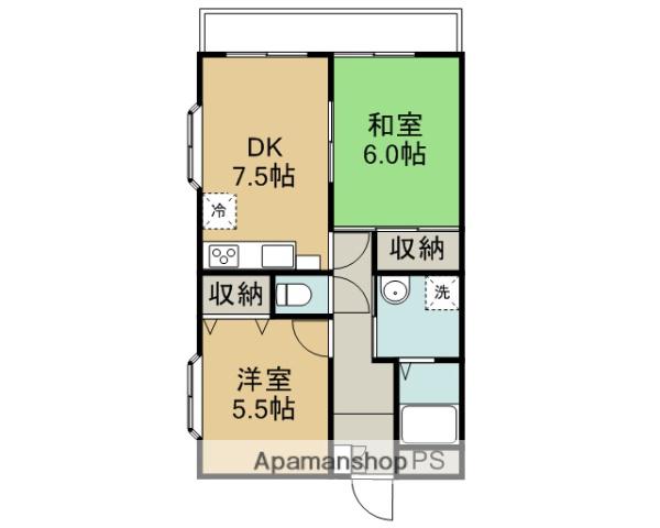 ヴィラ武智(2DK/4階)の間取り写真