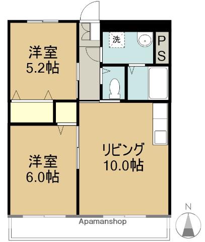 望月ハイツ(2LDK/4階)の間取り写真