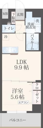 フォンテーヌU(1LDK/5階)の間取り写真