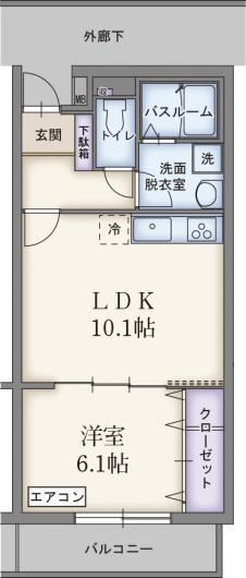 パレ・ソレイユ(1LDK/4階)の間取り写真