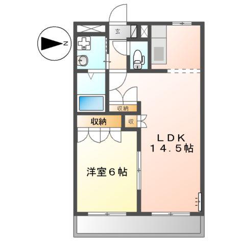 エーデルワイスOHBA(1LDK/1階)の間取り写真