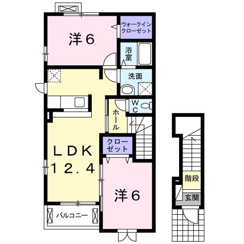 カンタービレ(2LDK/2階)の間取り写真