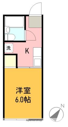 シティハイム徳倉(1K/2階)の間取り写真
